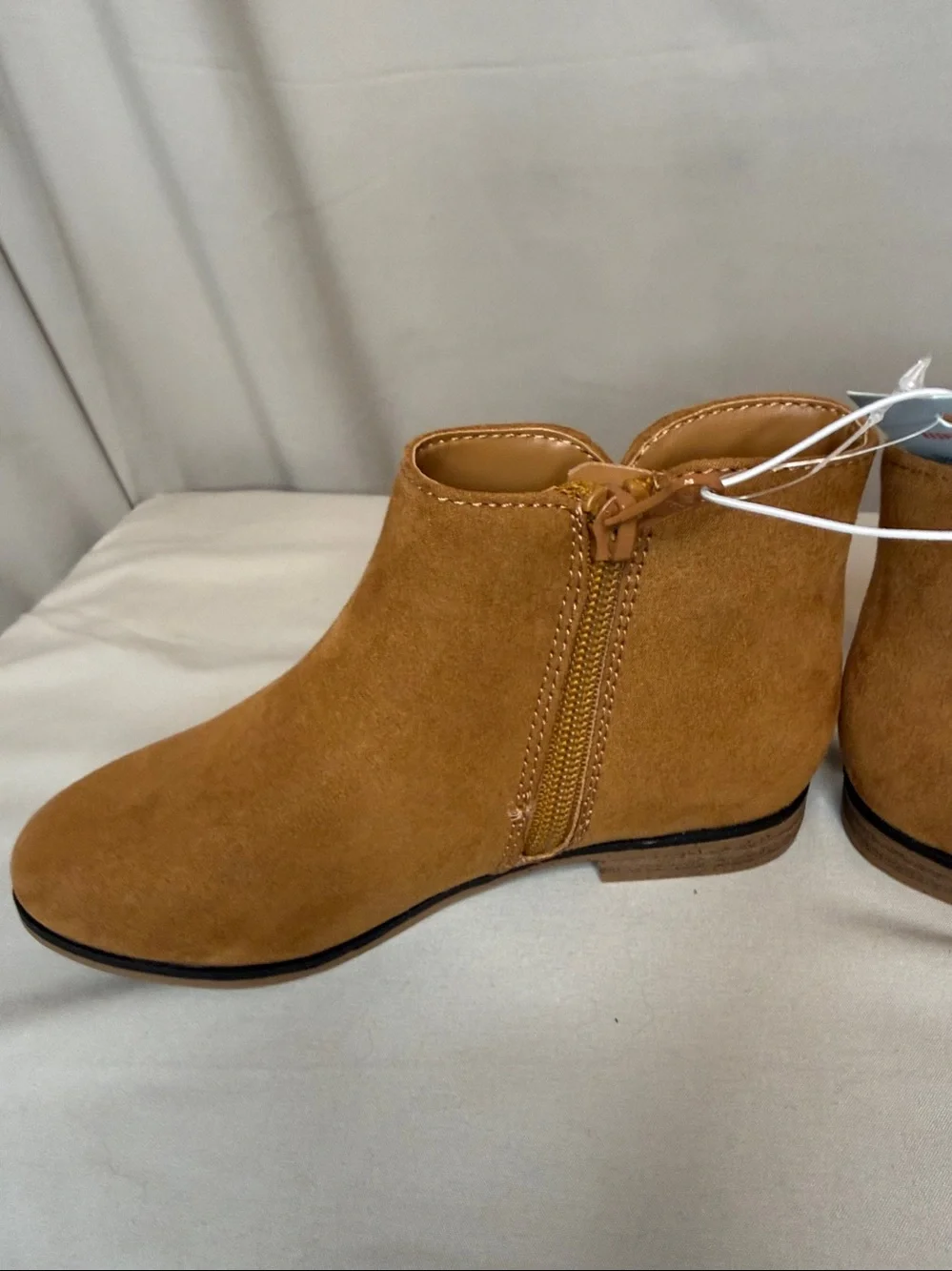 Cat & Jack kids light brown cognac Penelope ankle boots zippers new faux suede